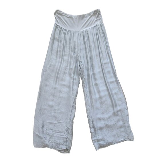 Scandal FREE PANT Wide Leg Palazzo Pants Light Grey Silk Blend Womens Sz S ITALY - Picture 1 of 8
